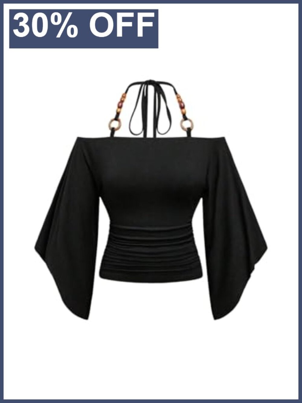 Verdusa Women's Off Shoulder Halter Top Cinched Waist Going Out Tops